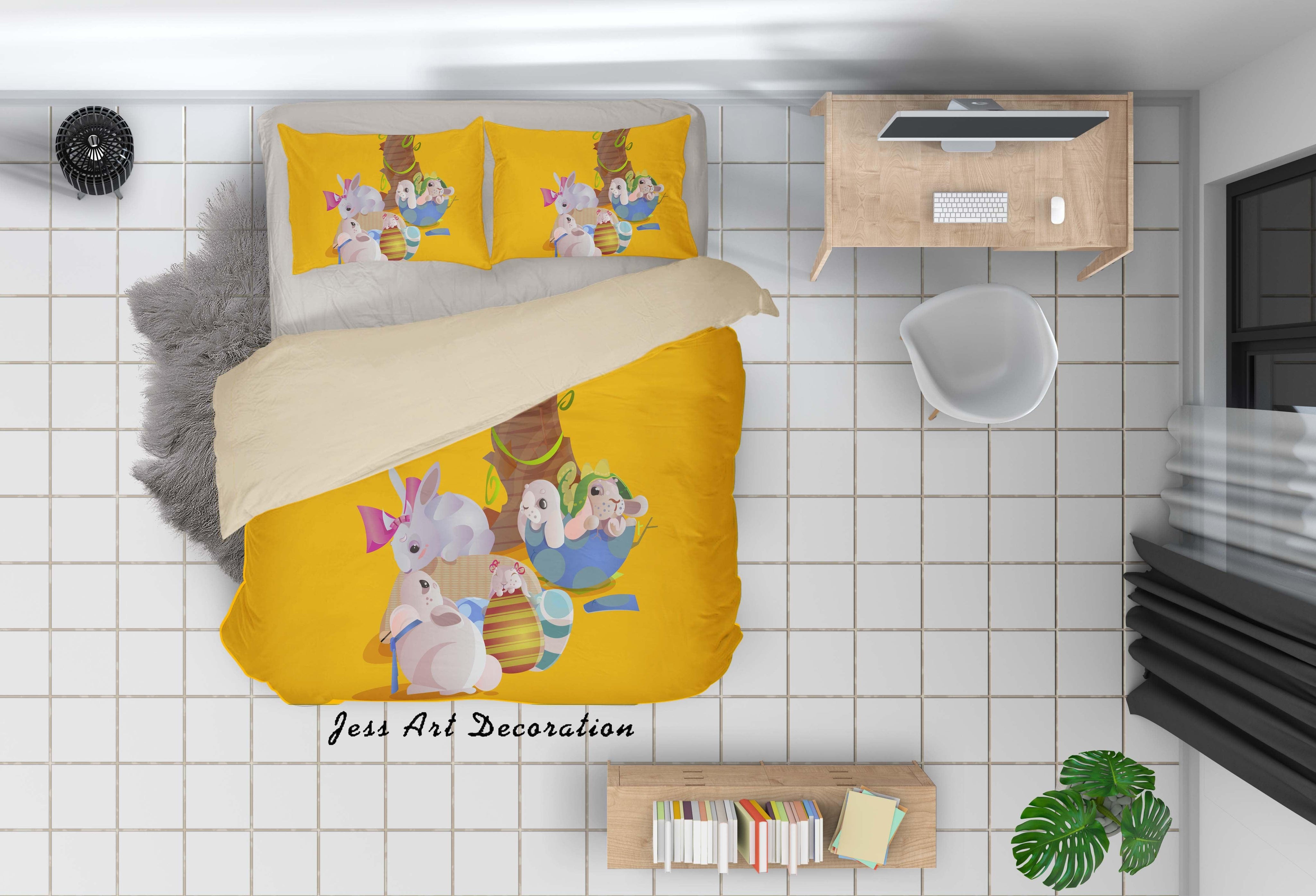 3D Yellow Rabbit Eggs Quilt Cover Set Bedding Set Duvet Cover Pillowcases SF26- Jess Art Decoration