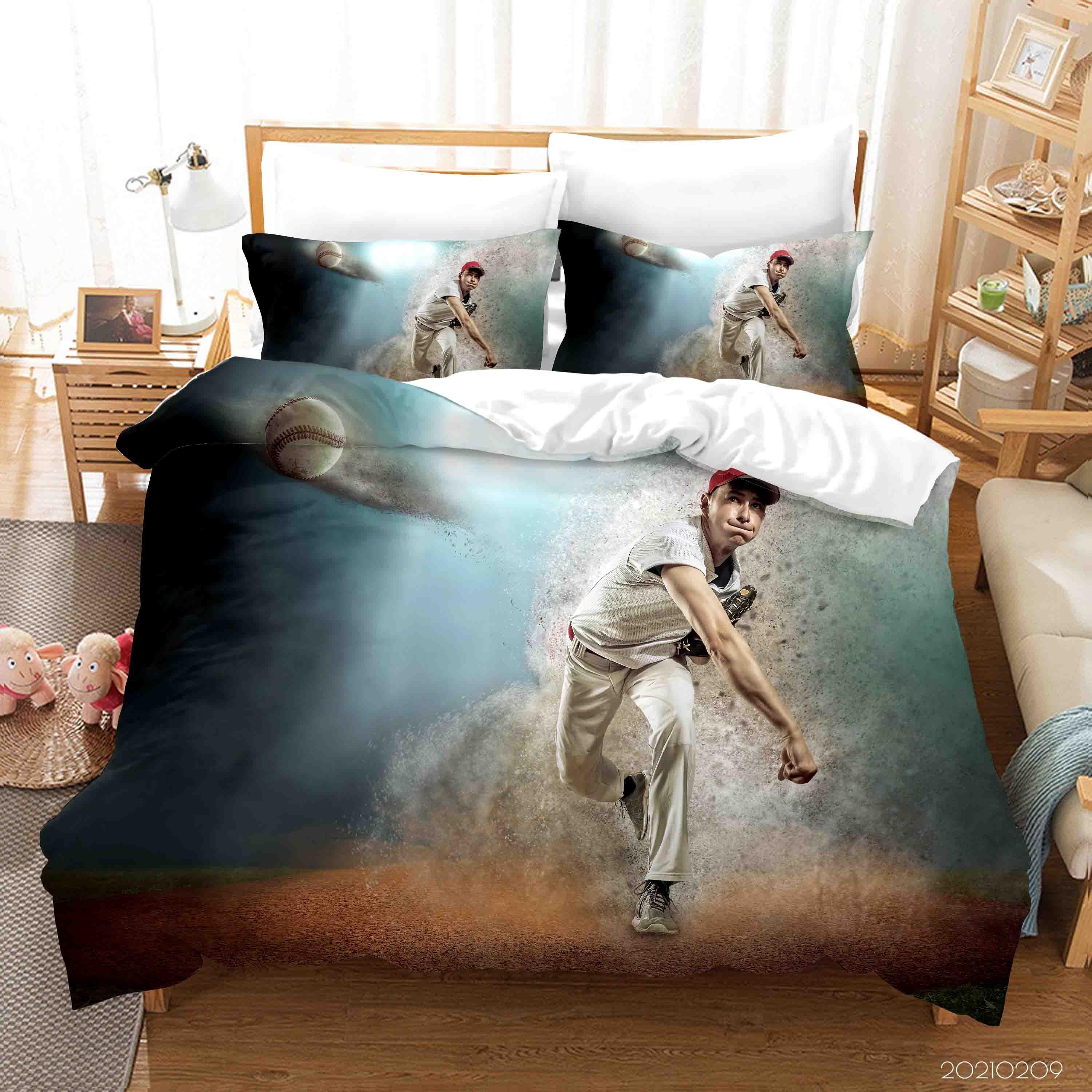 3D Sports Baseball Quilt Cover Set Bedding Set Duvet Cover Pillowcases 309- Jess Art Decoration