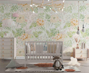 3D Hand Drawn Golden Floral Green Leaf Wall Mural Wallpaper LQH 53- Jess Art Decoration