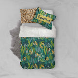 3D Golden Leopard Girl Jungle Quilt Cover Set Bedding Set Pillowcases 25- Jess Art Decoration