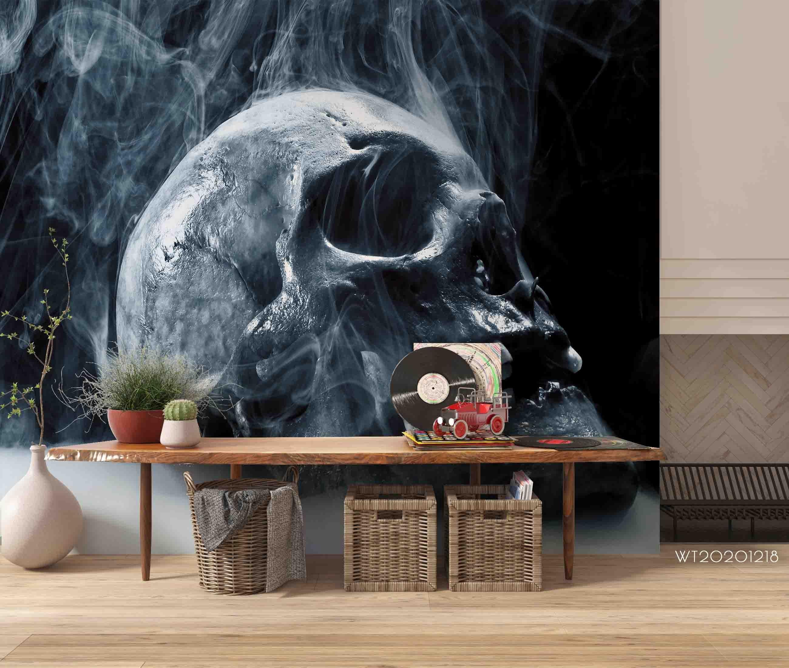 3D Skull Moon dark skull moon fantasy mural wall mural wallpaper for bedroom