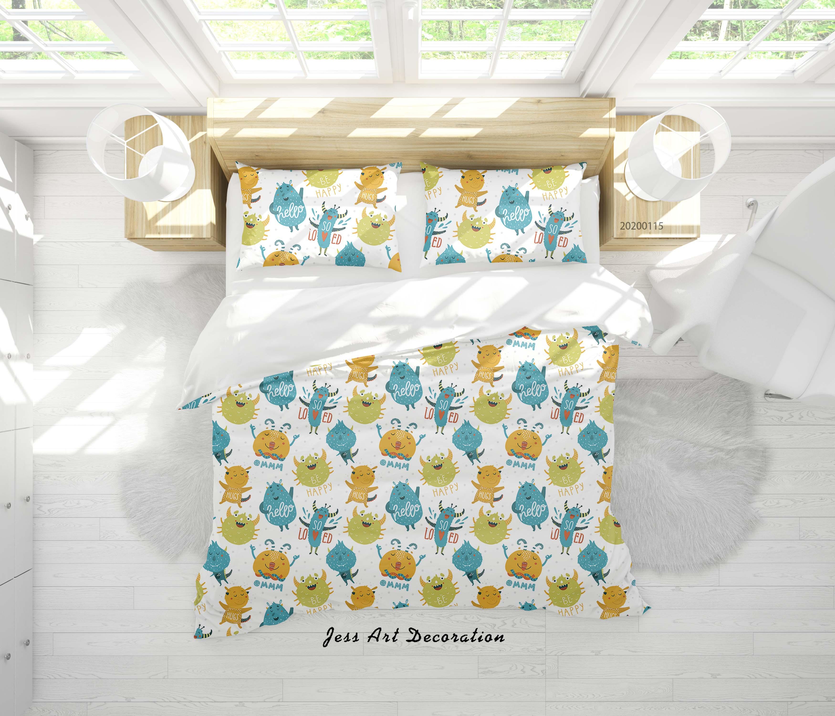 3D Cartoon Animal Monsters Pattern Quilt Cover Set Bedding Set Duvet Cover Pillowcases WJ 9611- Jess Art Decoration