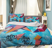 3D Abstract Colored Street Graffiti Quilt Cover Set Bedding Set Duvet Cover Pillowcases 152- Jess Art Decoration