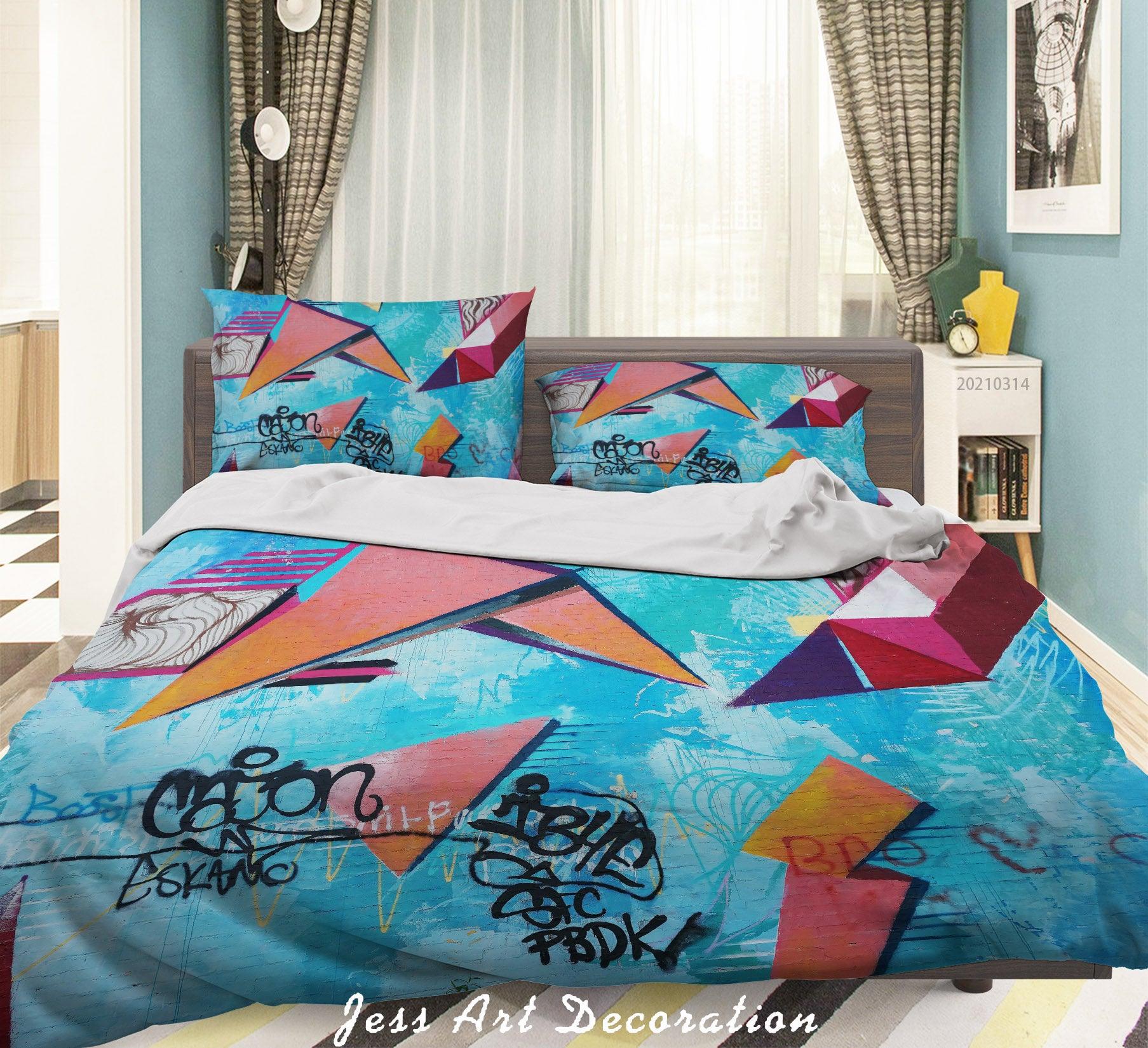 3D Abstract Colored Street Graffiti Quilt Cover Set Bedding Set Duvet Cover Pillowcases 152- Jess Art Decoration