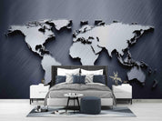 3D Grey World Map Wall Mural Wallpaper LQH 120- Jess Art Decoration