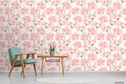 3D Hand Sketching Pink Floral Leaves Plant Wall Mural Wallpaper LXL 1267- Jess Art Decoration