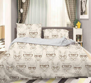 3D Beige Dog Cat Quilt Cover Set Bedding Set Pillowcases 44- Jess Art Decoration