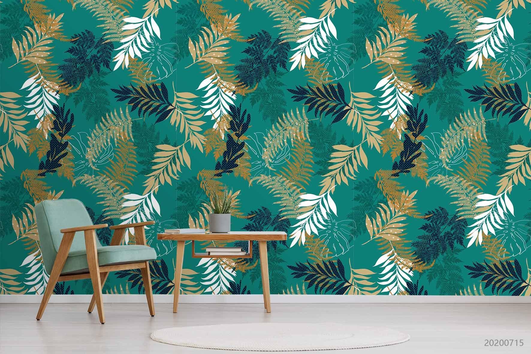 3D Green Leaves Wall Mural Wallpaper SF15- Jess Art Decoration