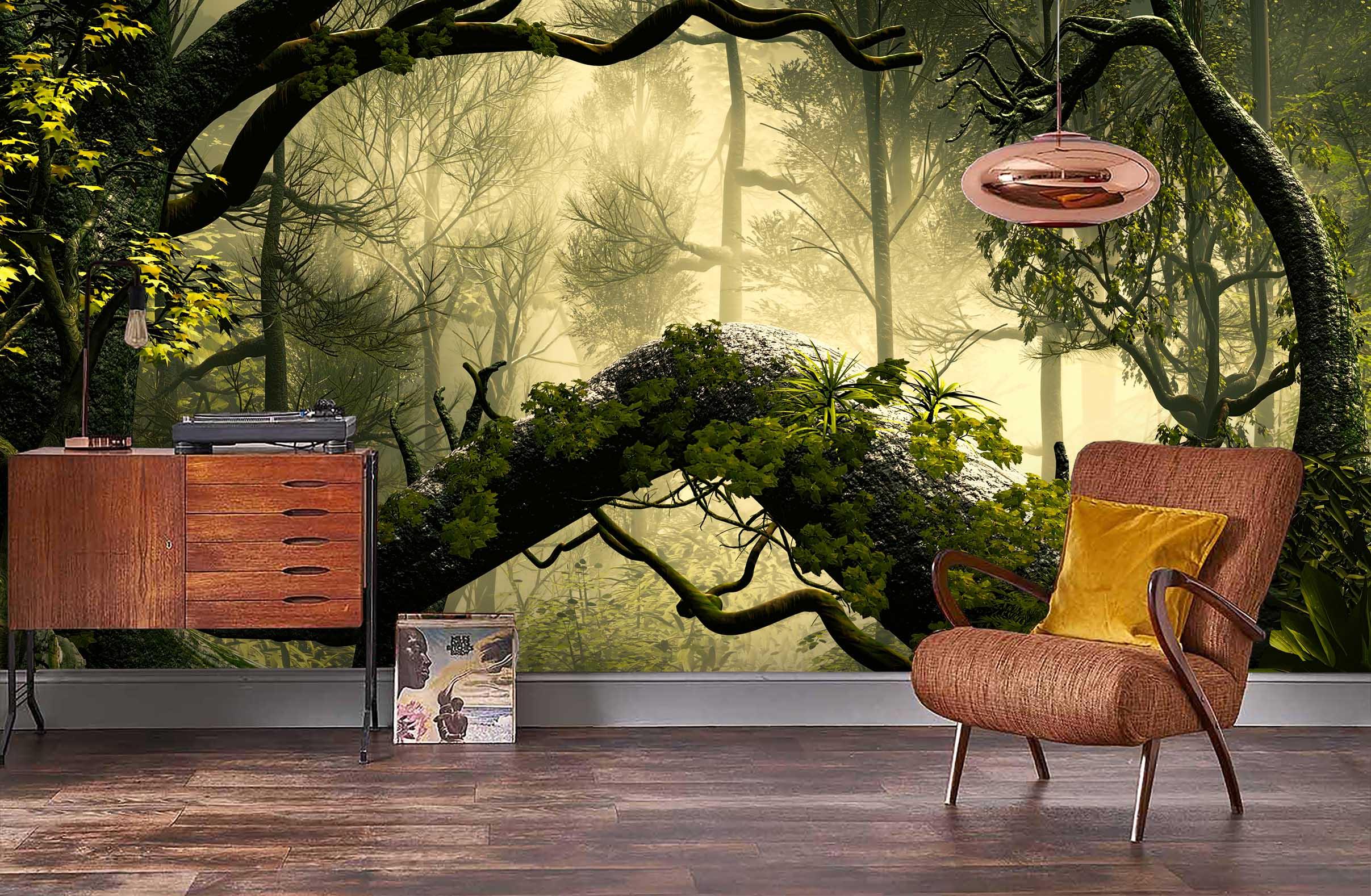 3D Jungle Sunrise Wall Mural Wallpaper 41- Jess Art Decoration