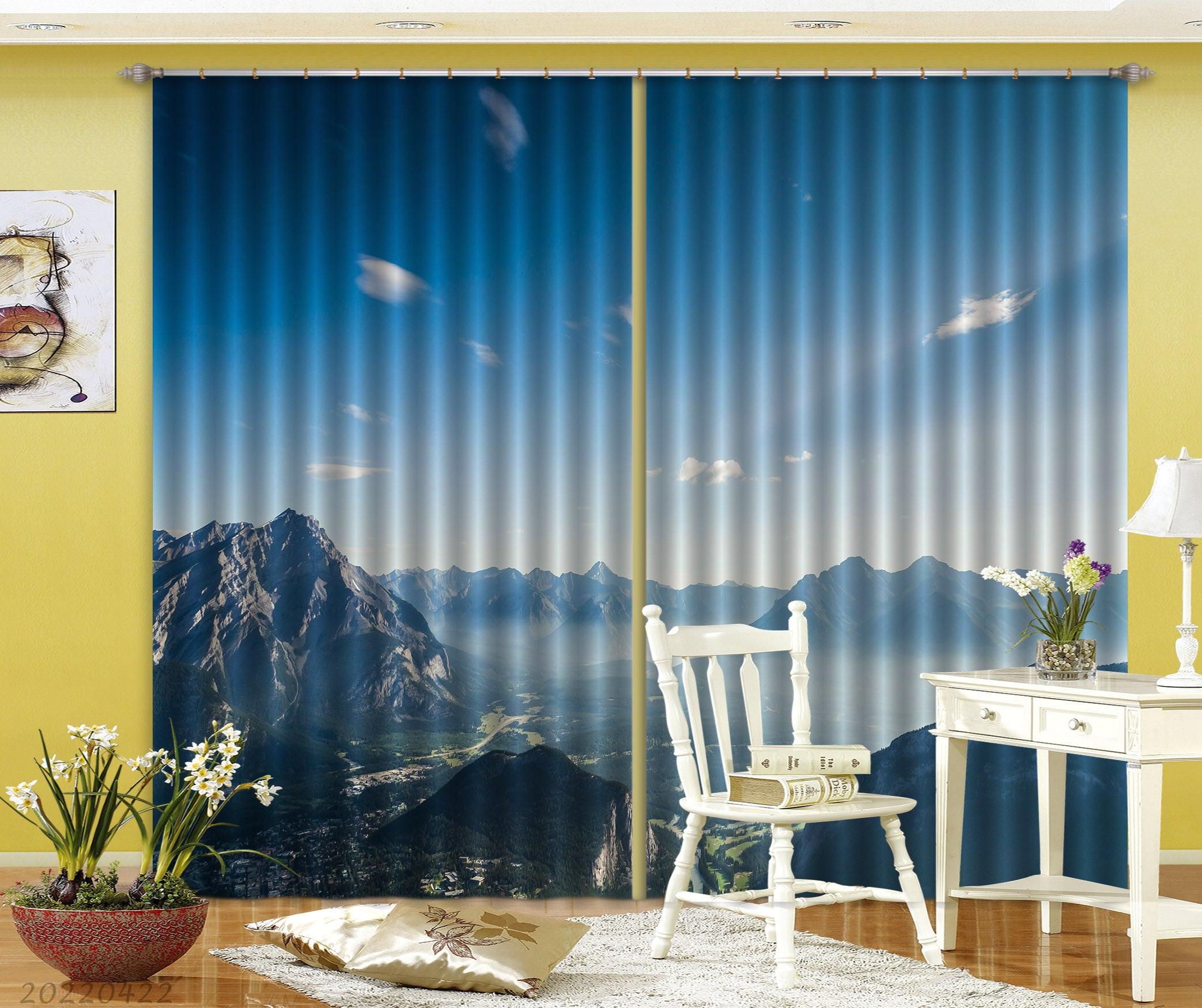 3D Landscape Peak Canyon Plant River Fog Curtains and Drapes GD 4299- Jess Art Decoration