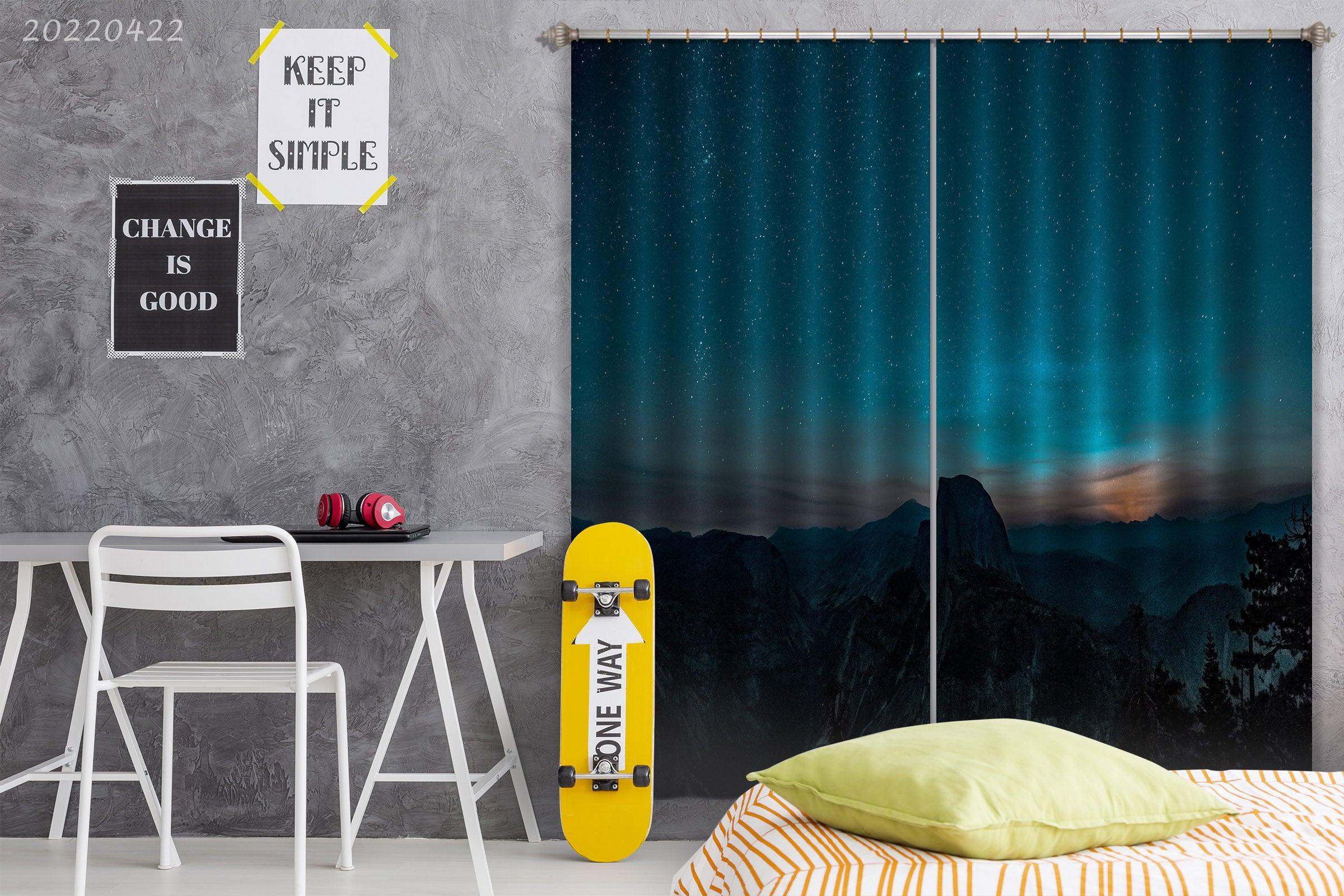 3D Landscape Night Peak Stars Sky Curtains and Drapes GD 4293- Jess Art Decoration