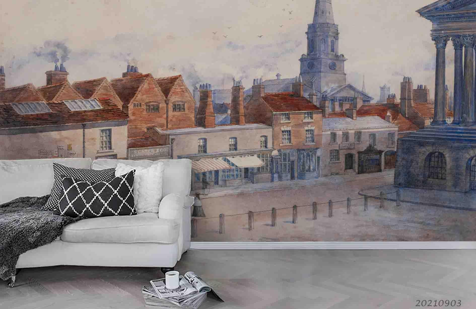 3D City Architecture Landscape Oil Painting Wall Mural Wallpaper LQH 121- Jess Art Decoration