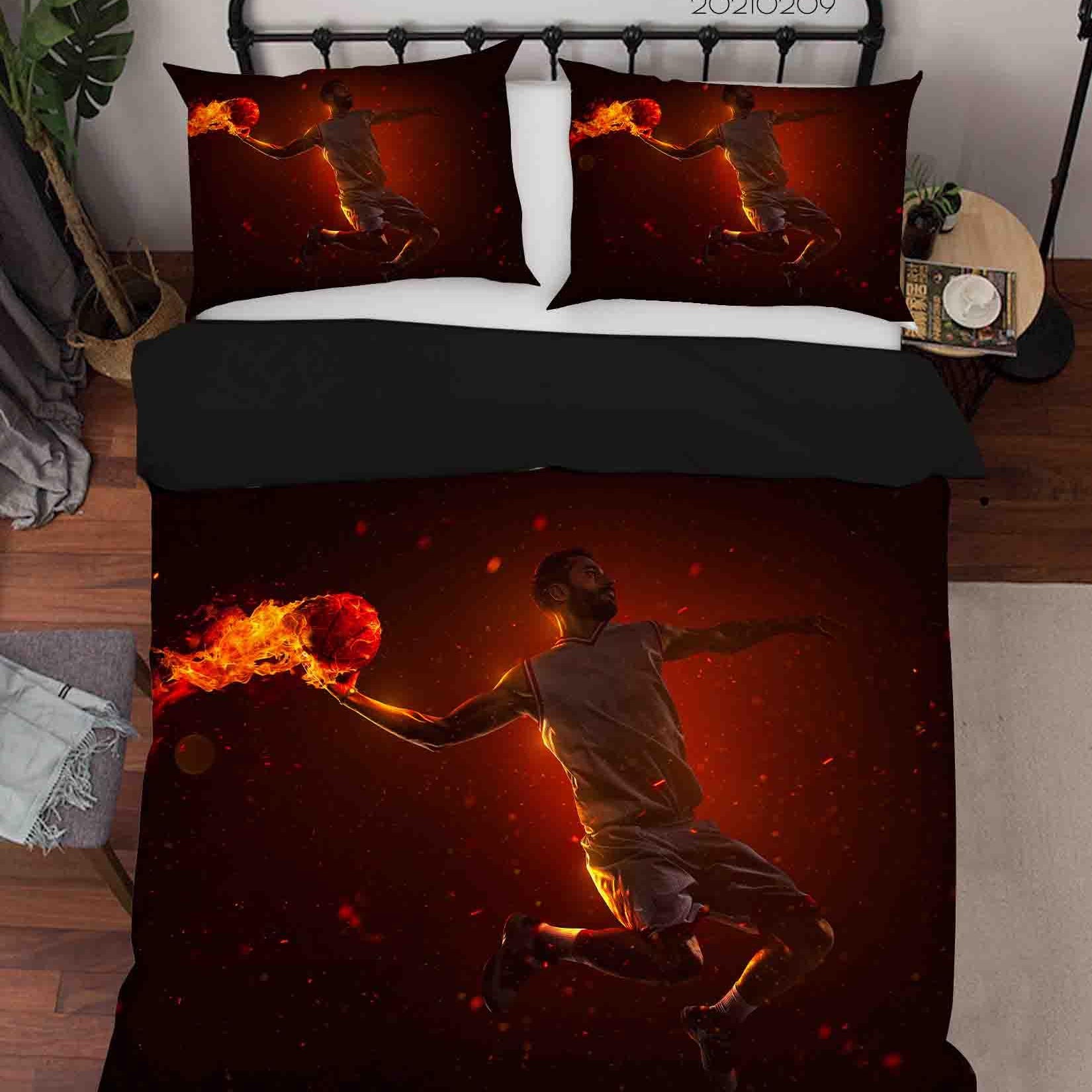 3D Sports Basketball Dunk Quilt Cover Set Bedding Set Duvet Cover Pillowcases 226- Jess Art Decoration