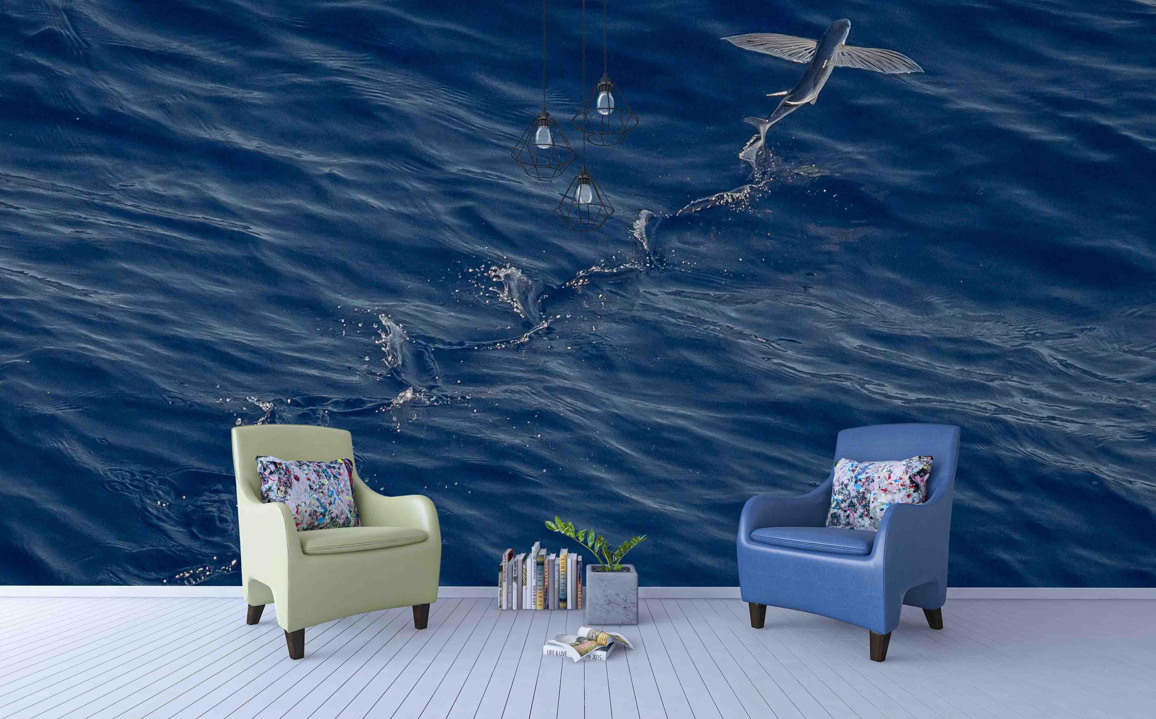 3D Blue Sea Fly Fish Wall Mural Wallpa 34- Jess Art Decoration