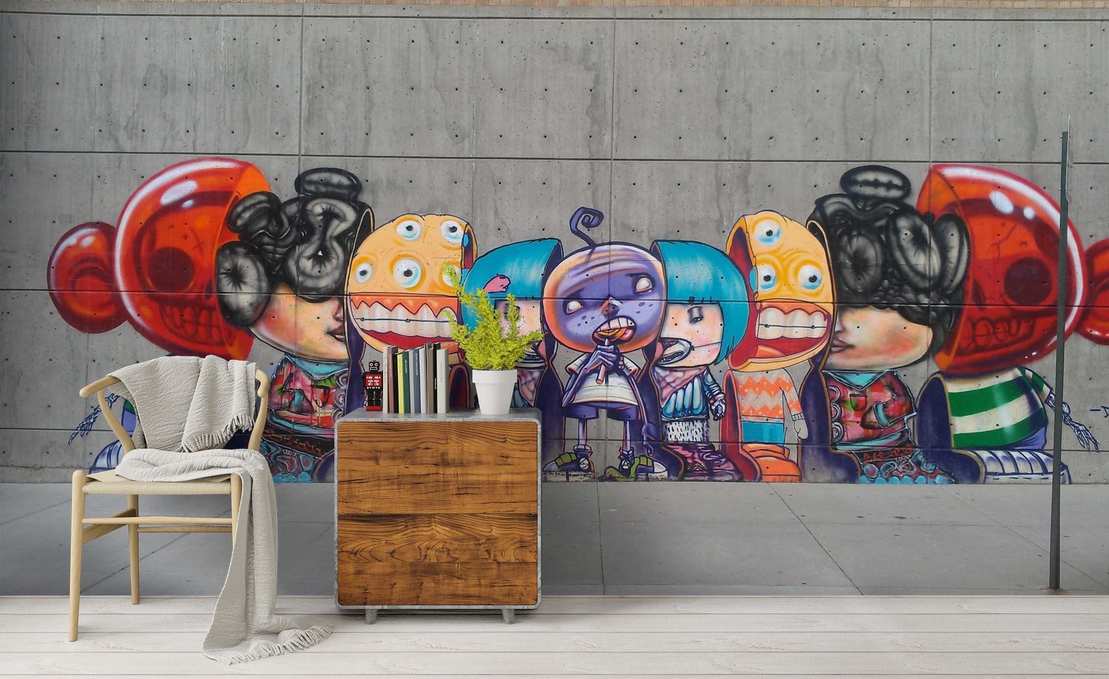 3D Cartoon Graffiti Wall Mural Wallpaper sww  30- Jess Art Decoration