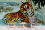 3D Realistic Snow Land Lion Animal Wall Mural Wallpaper LXL 1604- Jess Art Decoration
