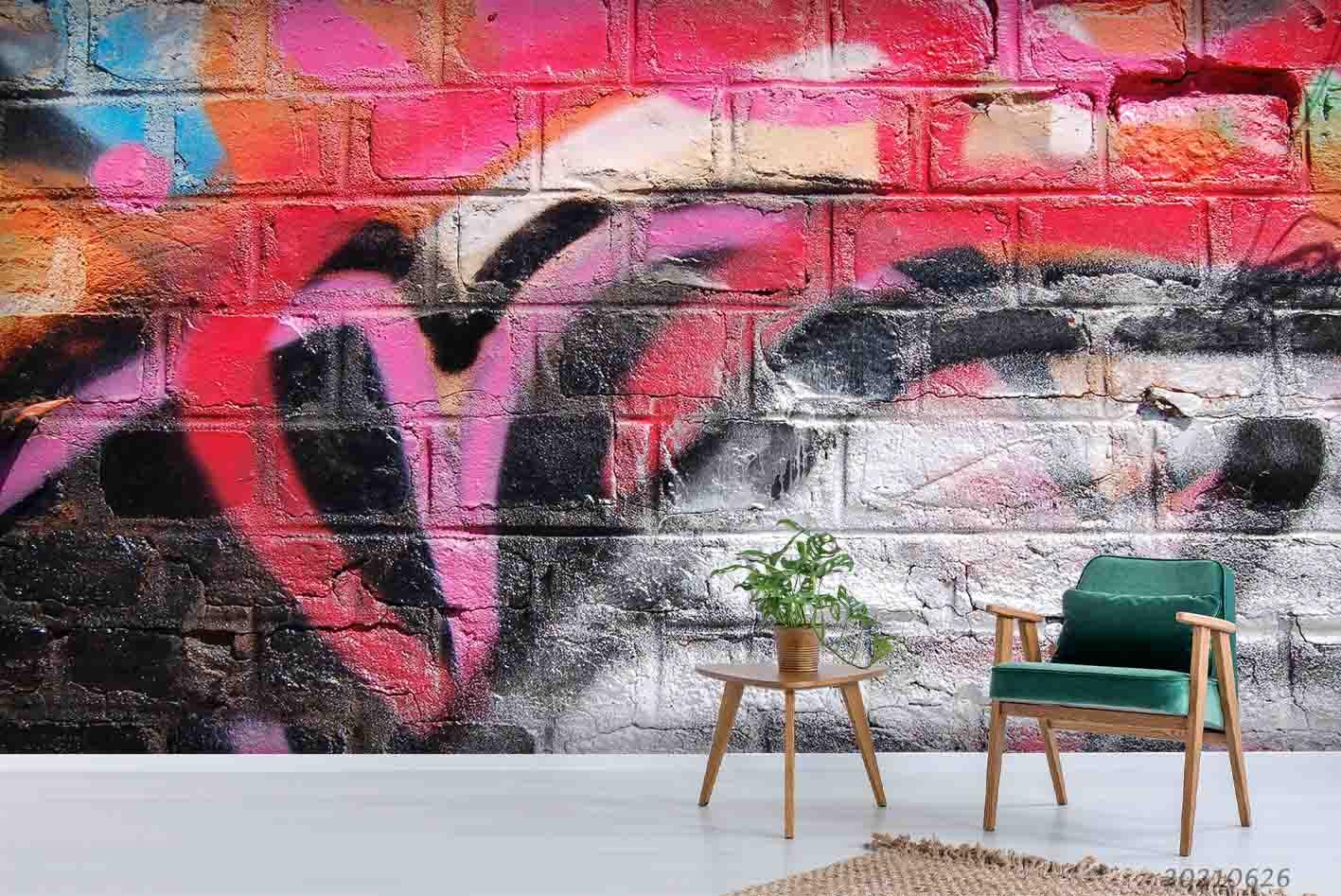 3D Street Color Graffiti Wall Mural Wallpaper LQH 6- Jess Art Decoration