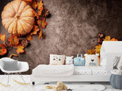 3D Autumn Leaf Pumpkin Wall Mural Wallpaper LQH 504- Jess Art Decoration