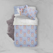 3D Blue Raccoon Animal Winter Snow Quilt Cover Set Bedding Set Pillowcases 77- Jess Art Decoration