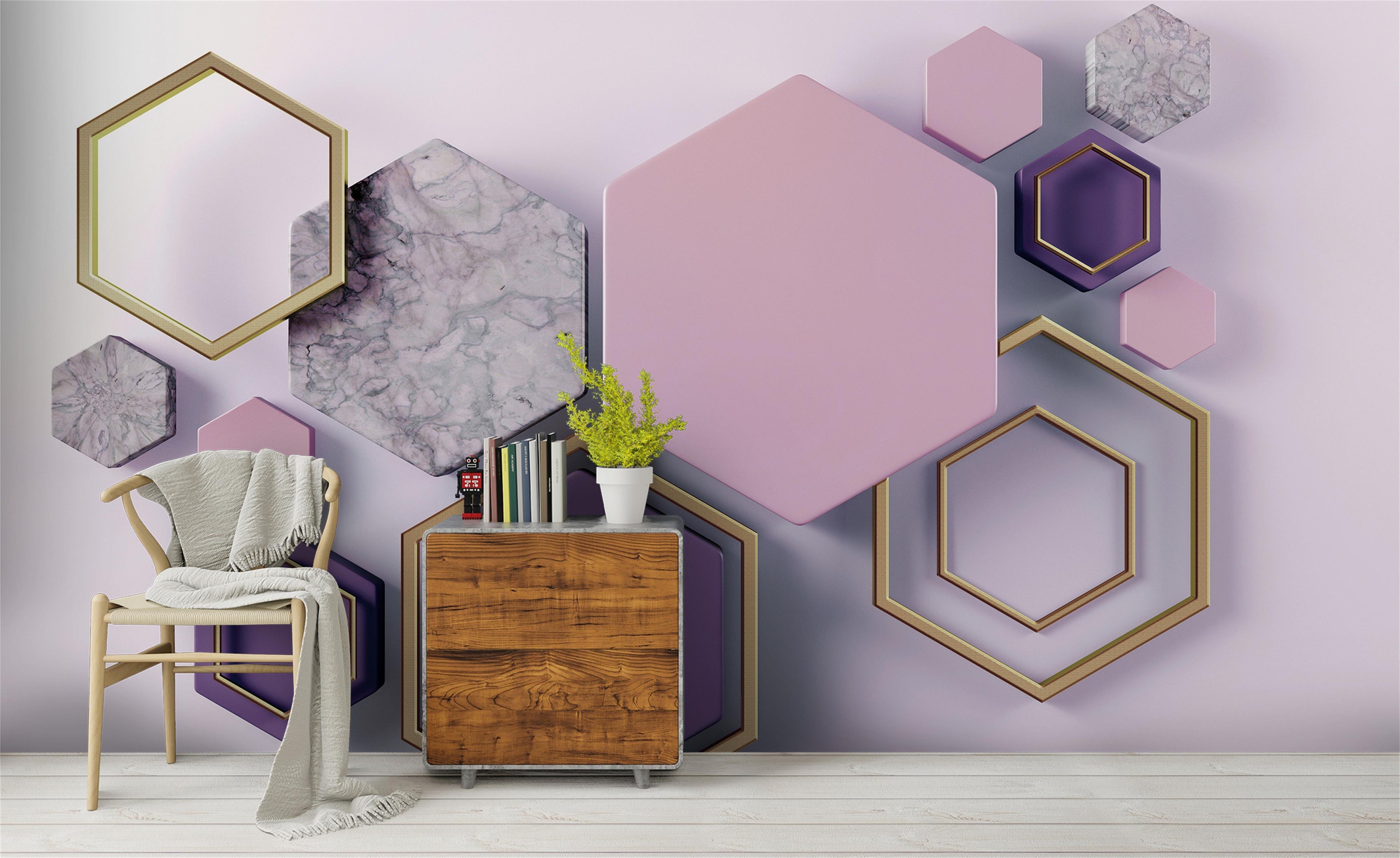 3D Purple Hexagon Marble Wall Mural Wallpaper 28- Jess Art Decoration