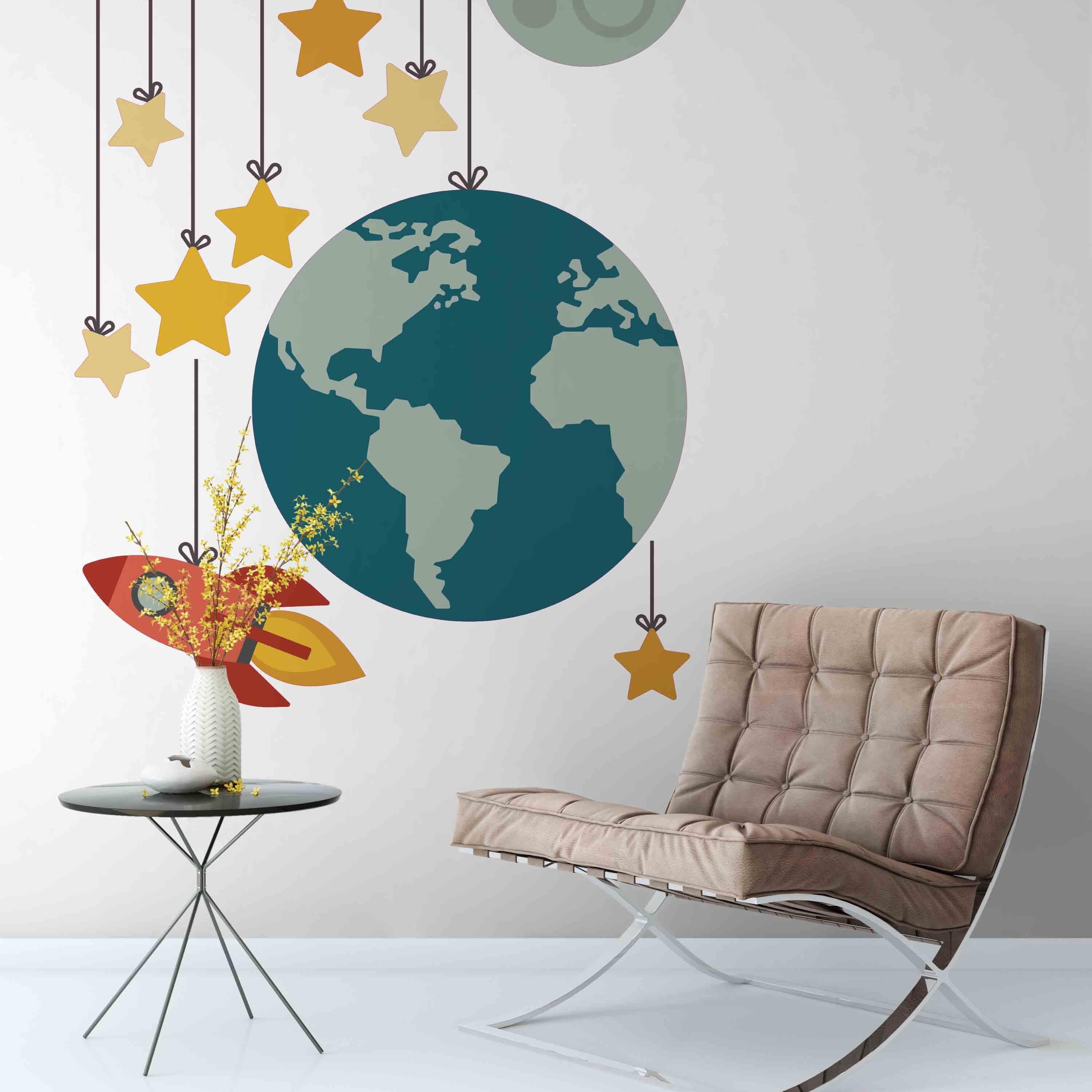 3D Planet Earth Rocket Star Wall Mural Wallpaper 57- Jess Art Decoration