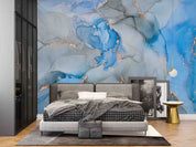 3D Abstract Marble Texture Blue Gray Wall Mural Wallpaper GD 39- Jess Art Decoration