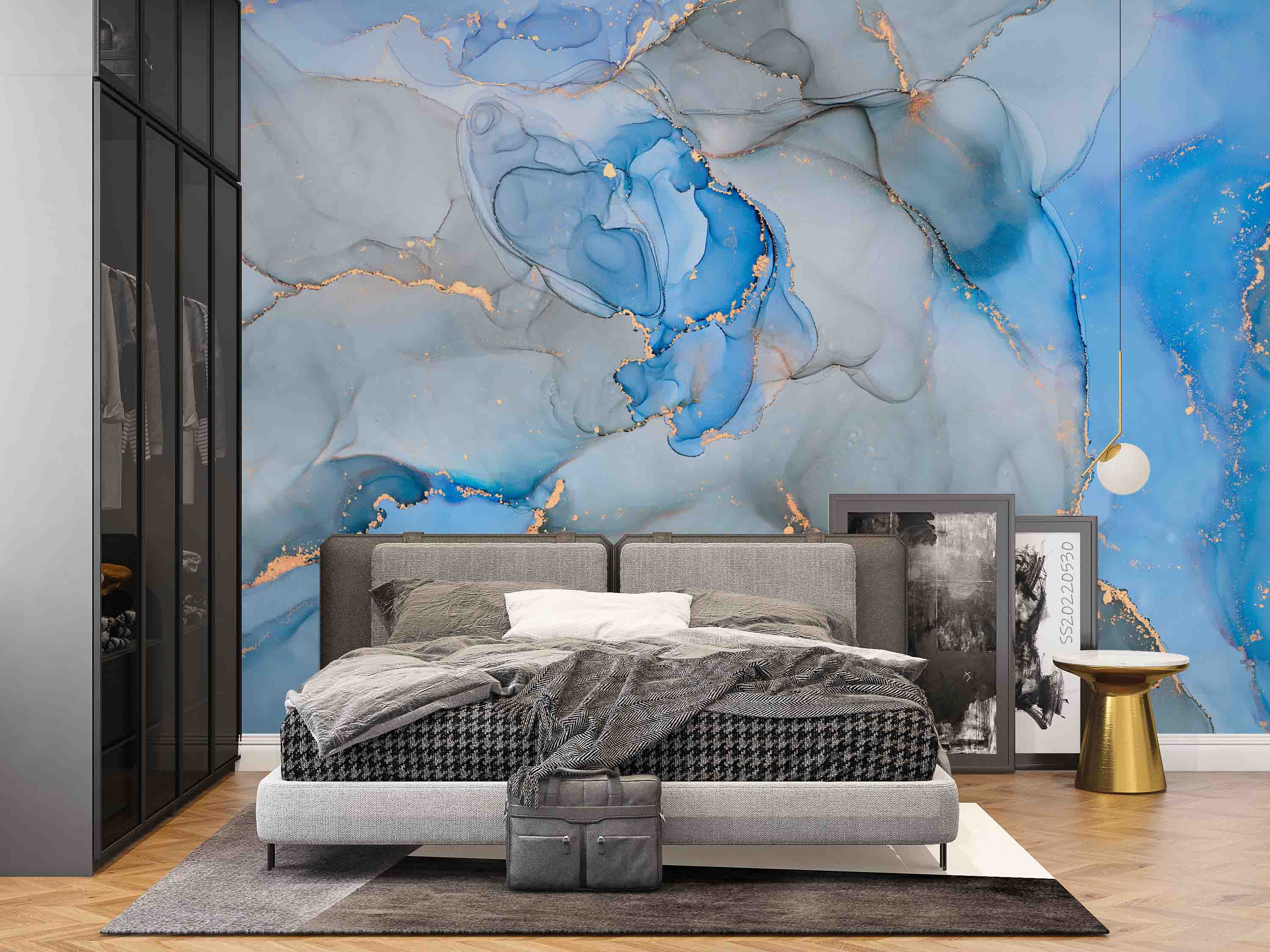 3D Abstract Marble Texture Blue Gray Wall Mural Wallpaper GD 39- Jess Art Decoration