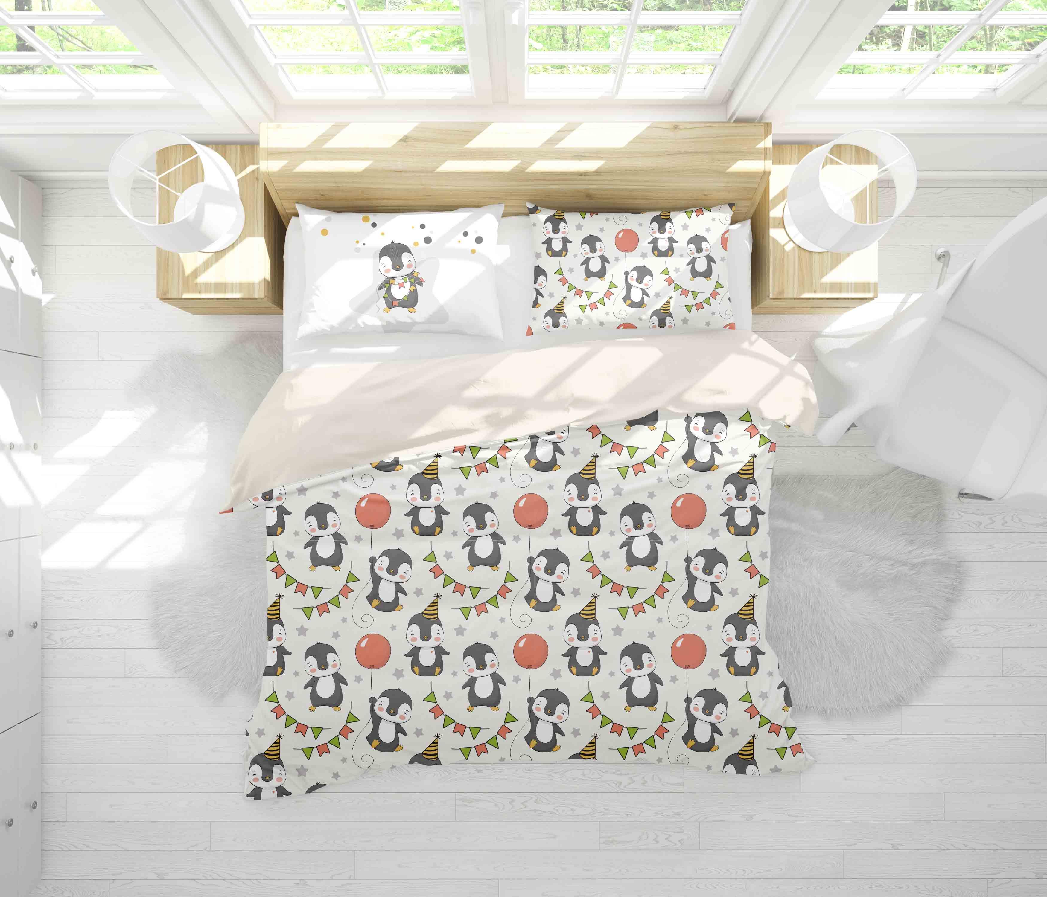 3D Cartoon Penguin Balloon Quilt Cover Set Bedding Set Pillowcases 39- Jess Art Decoration