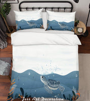 3D White Blue Sea Turtle Quilt Cover Set Bedding Set Duvet Cover Pillowcases SF45- Jess Art Decoration