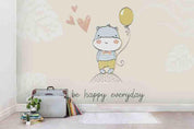 3D Cartoon Hippo Love Balloon Wall Mural Wallpaper A230 LQH- Jess Art Decoration