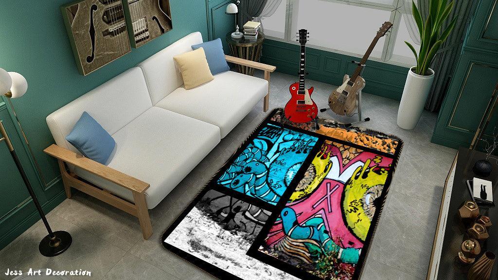 3D Abstract Graffiti Art Non-Slip Rug Mat A483 LQH- Jess Art Decoration
