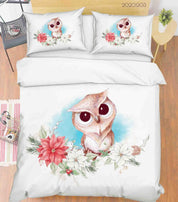 3D Cartoon Hand Drawn Owl Animal Floral Plant Quilt Cover Set Bedding Set Duvet Cover Pillowcases LXL- Jess Art Decoration