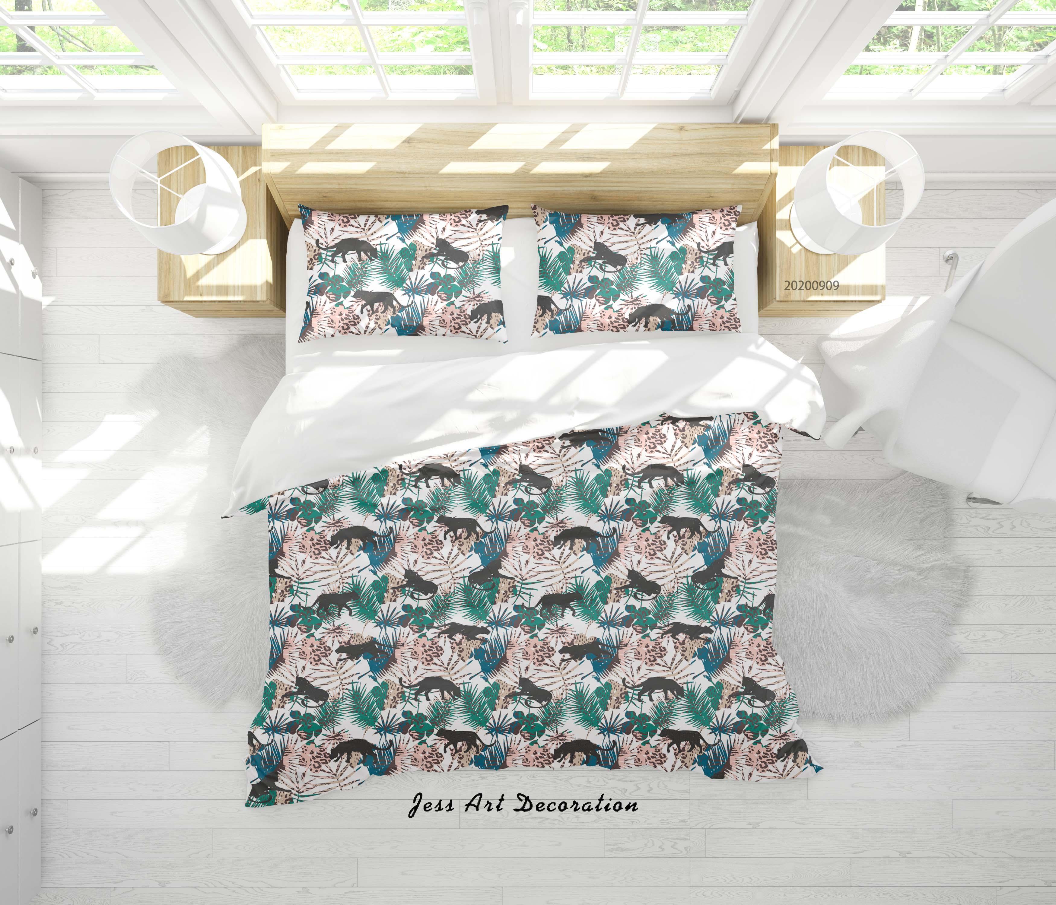3D Cartoon Animal Abstract Leopards Pattern Quilt Cover Set Bedding Set Duvet Cover Pillowcases WJ 6078- Jess Art Decoration