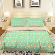 3D Green Chick Eggs Floral Quilt Cover Set Bedding Set Duvet Cover Pillowcases SF24- Jess Art Decoration
