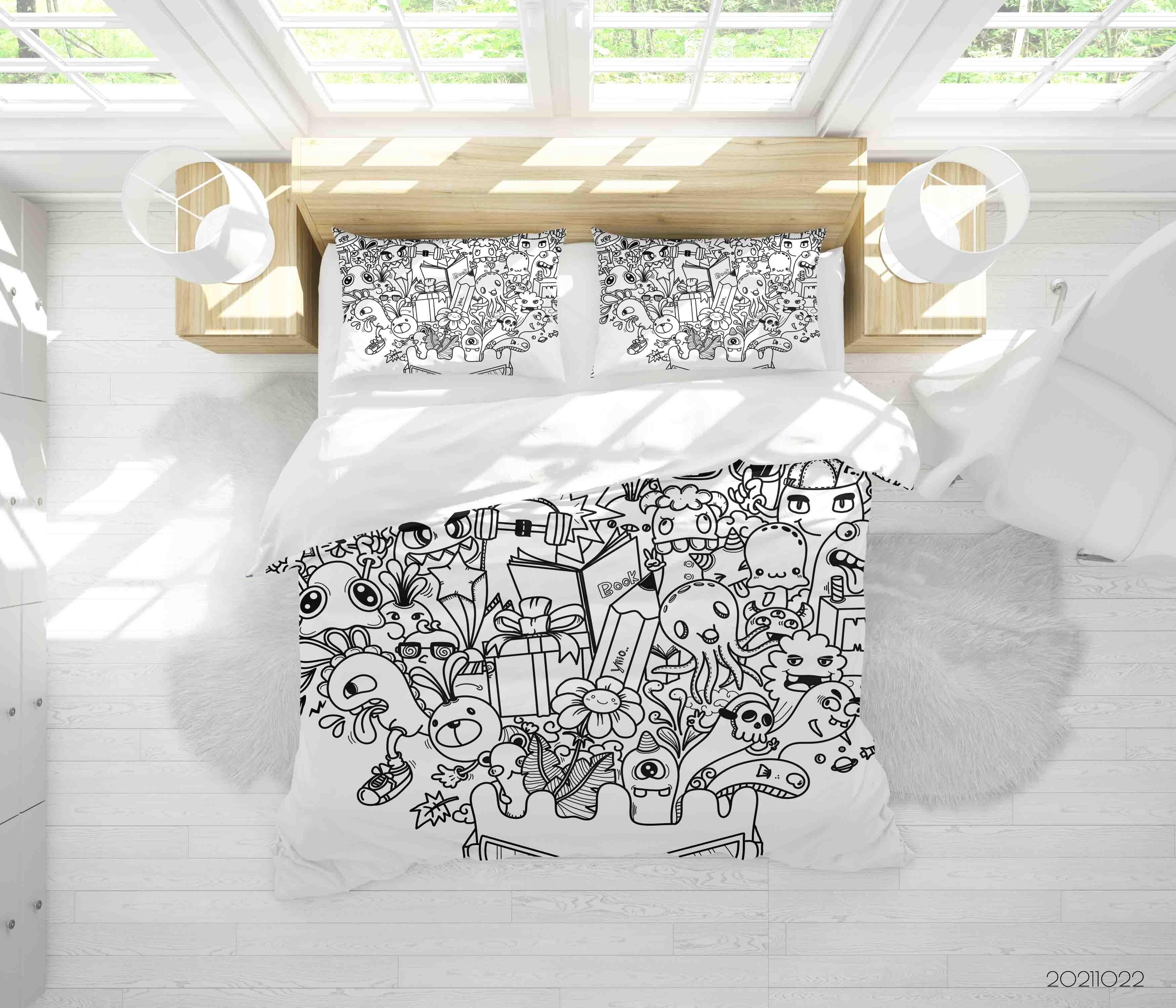 3D Abstract Monster Graffiti Quilt Cover Set Bedding Set Duvet Cover Pillowcases 43- Jess Art Decoration