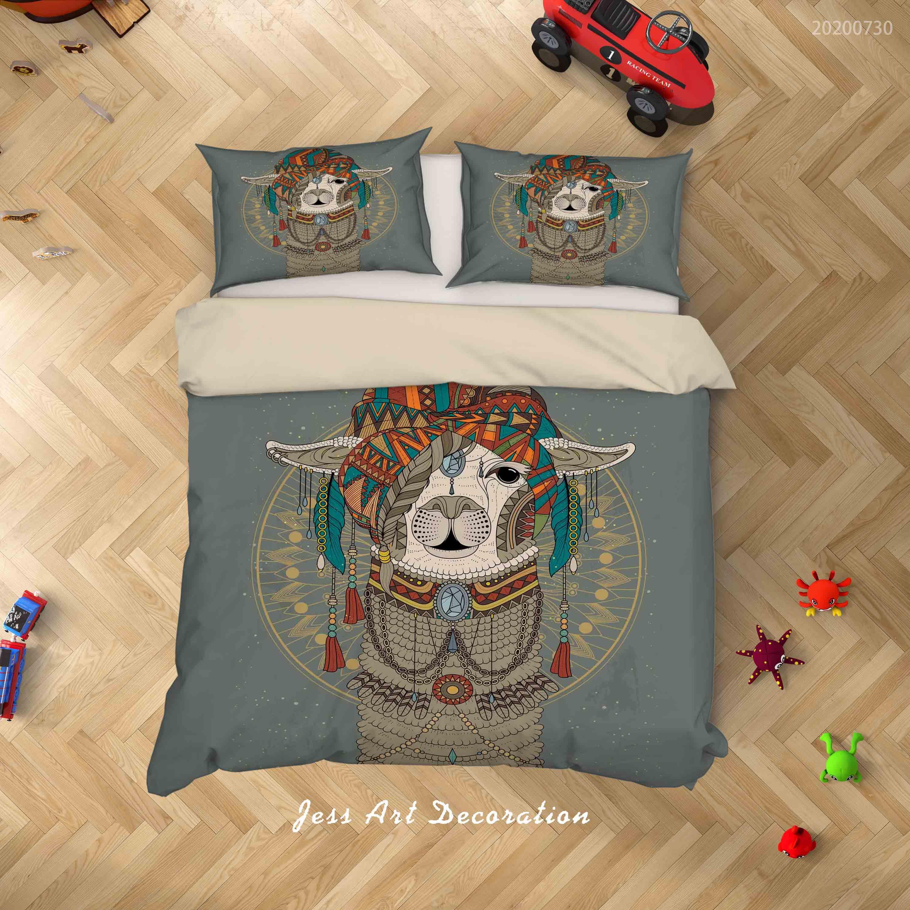 3D Indian Decoration Alpaca Quilt Cover Set Bedding Set Duvet Cover Pillowcases LXL 72- Jess Art Decoration