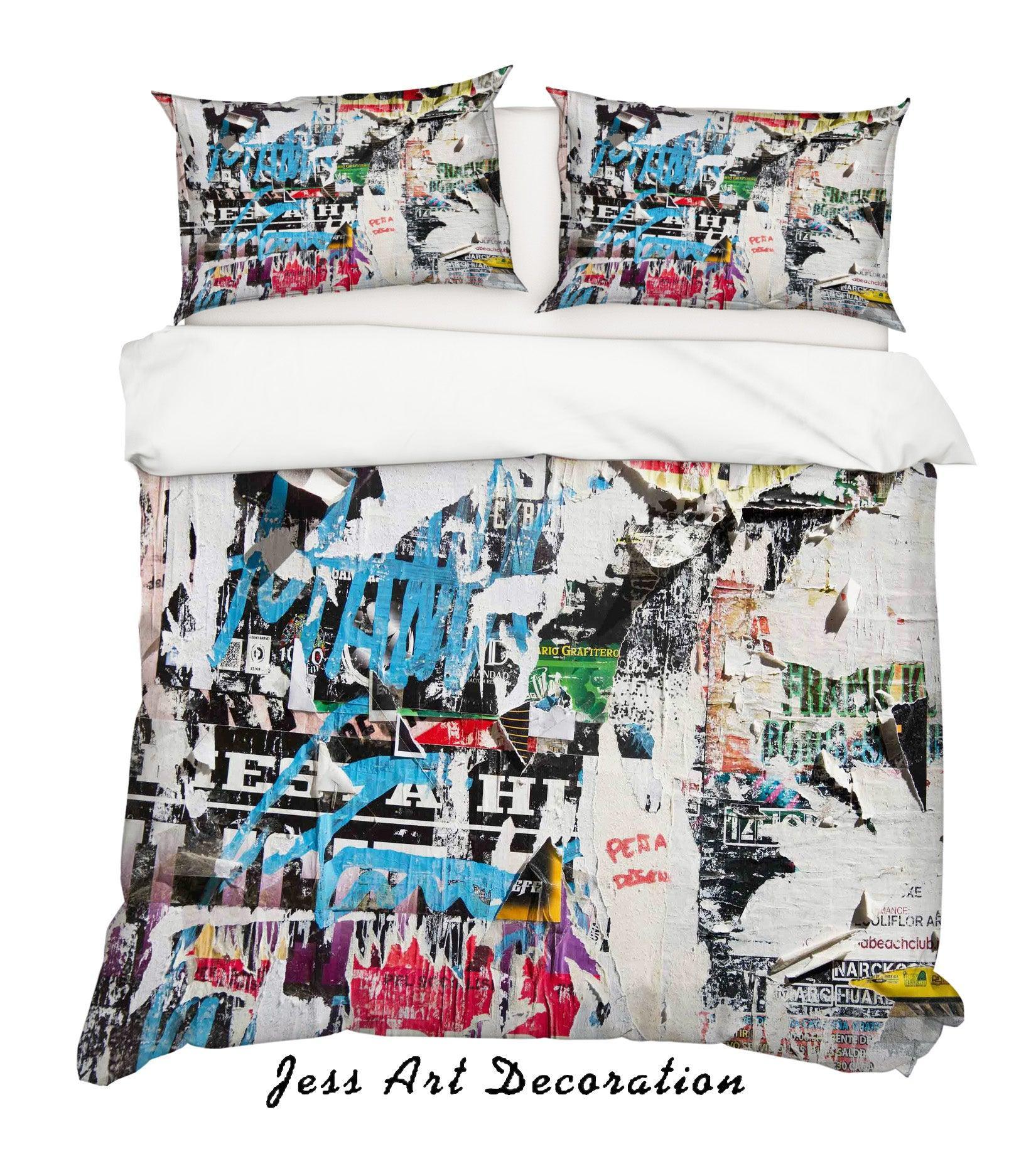 3D Graffiti Colorful Quilt Cover Set Bedding Set Duvet Cover Pillowcases LXL- Jess Art Decoration