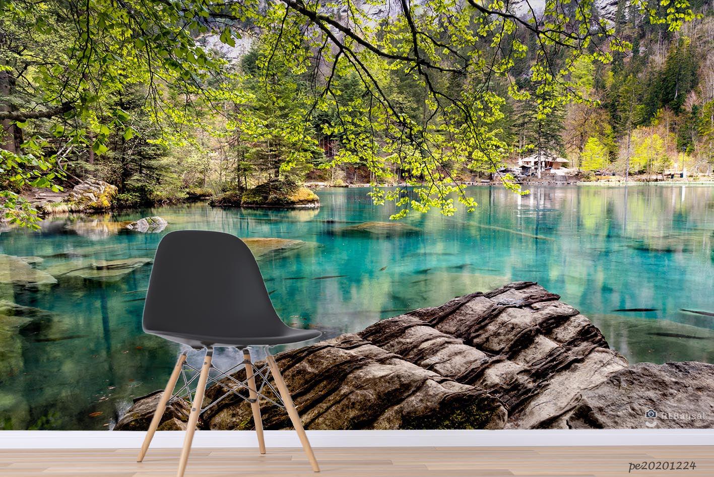 3D Landscape Green Forest Lake Wall Mural Wallpaper LQH 667- Jess Art Decoration