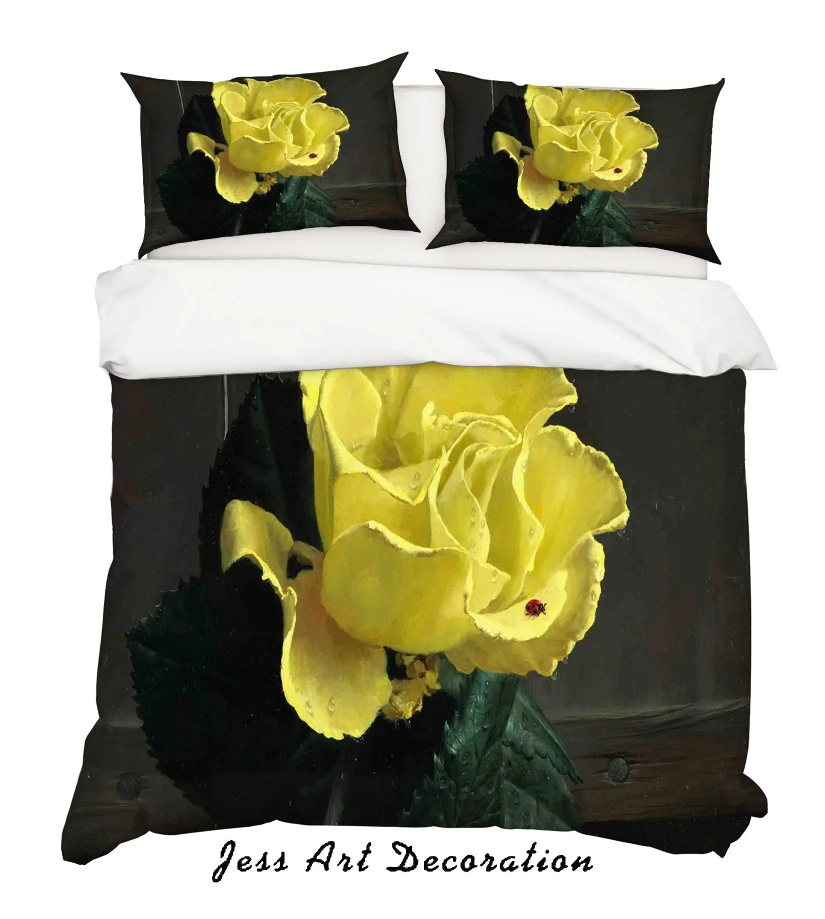 3D Yellow Floral Quilt Cover Set Bedding Set Pillowcases 77- Jess Art Decoration