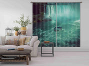 3D Waterfall Pond Water Boat Green Landscape Curtains and Drapes LLL 521- Jess Art Decoration