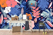 3D Tropical Blue Leaves Wall Mural Wallpaper A309 LQH- Jess Art Decoration