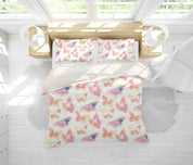 3D White Red Butterfly Quilt Cover Set Bedding Set Pillowcases 69- Jess Art Decoration