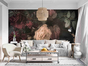 3D Vintage Baroque Art Blooming Rose Flower Green Leaf Wall Mural Wallpaper GD 3639- Jess Art Decoration