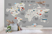 3D Grey World Map Wall Mural Wallpaper 27- Jess Art Decoration