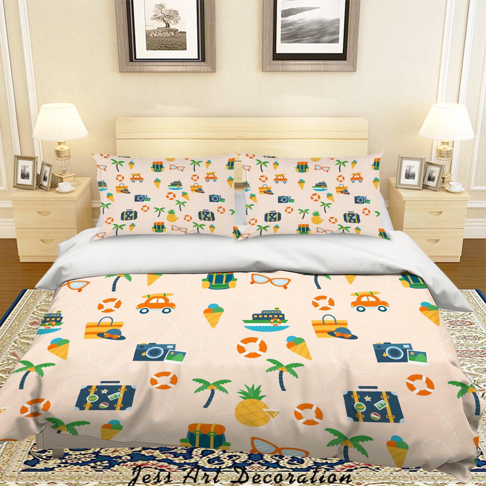 3D Cartoon Camera Boat Quilt Cover Set Bedding Set Pillowcases 46- Jess Art Decoration