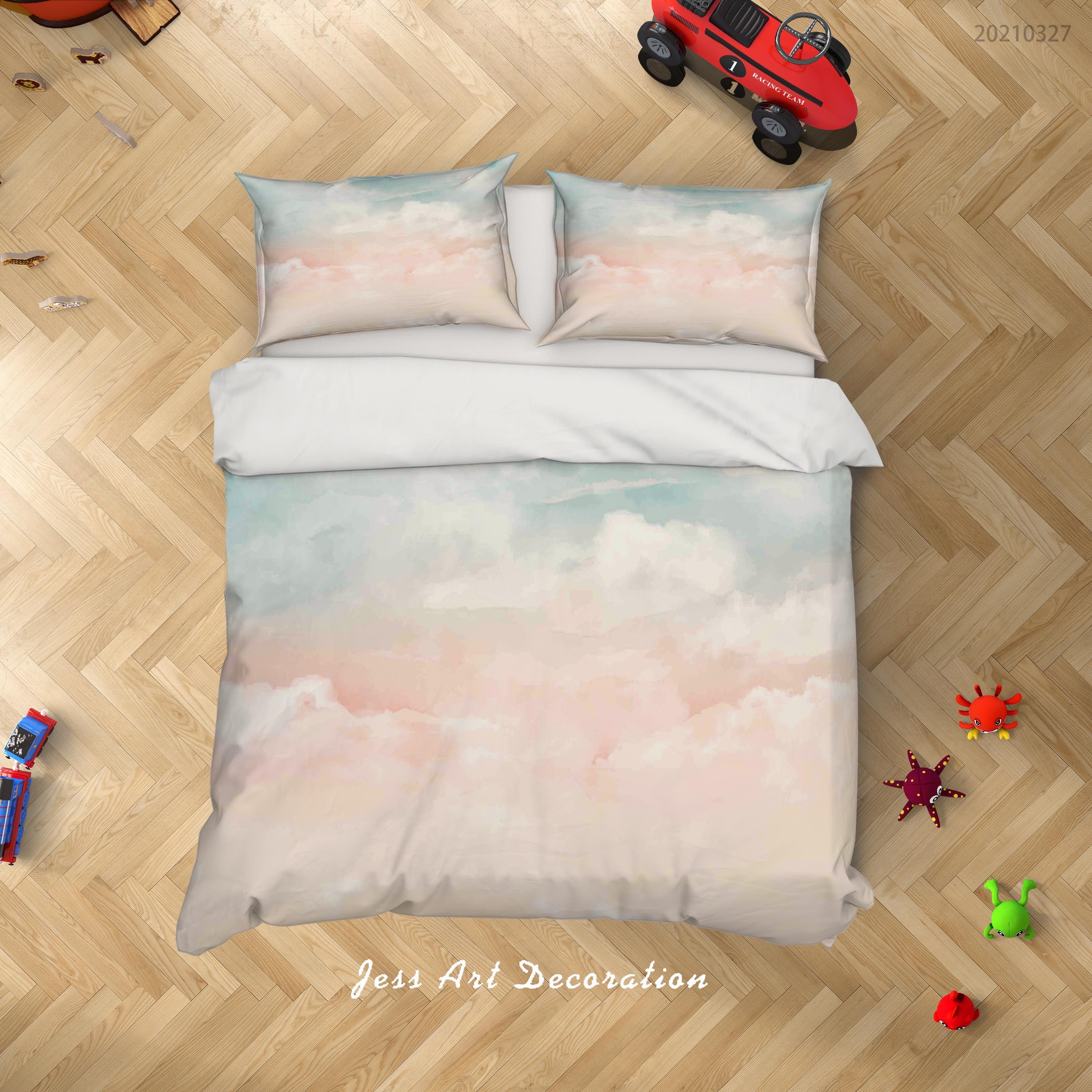 3D Watercolor Sky Cloud Quilt Cover Set Bedding Set Duvet Cover Pillowcases 62- Jess Art Decoration