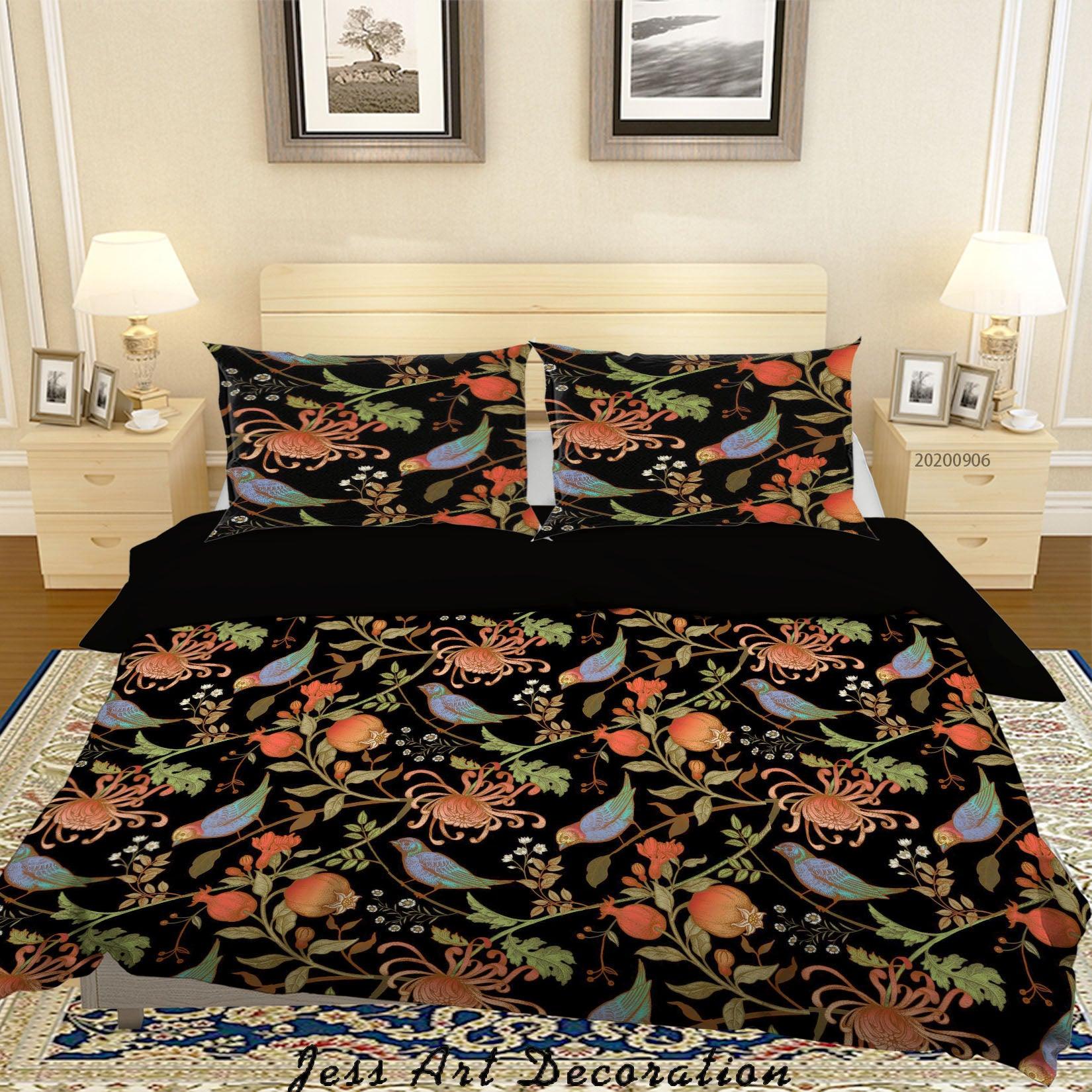 3D Vintage Leaves Red Floral Pattern Quilt Cover Set Bedding Set Duvet Cover Pillowcases WJ 3628- Jess Art Decoration