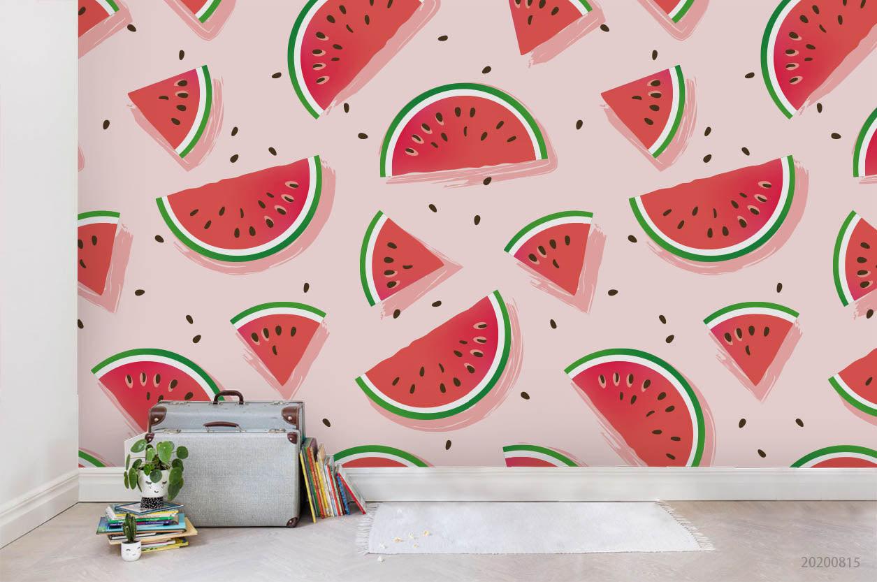 3D Hand Sketching Watermelon Fruity Pink Wall Mural Wallpaper LXL 1037- Jess Art Decoration