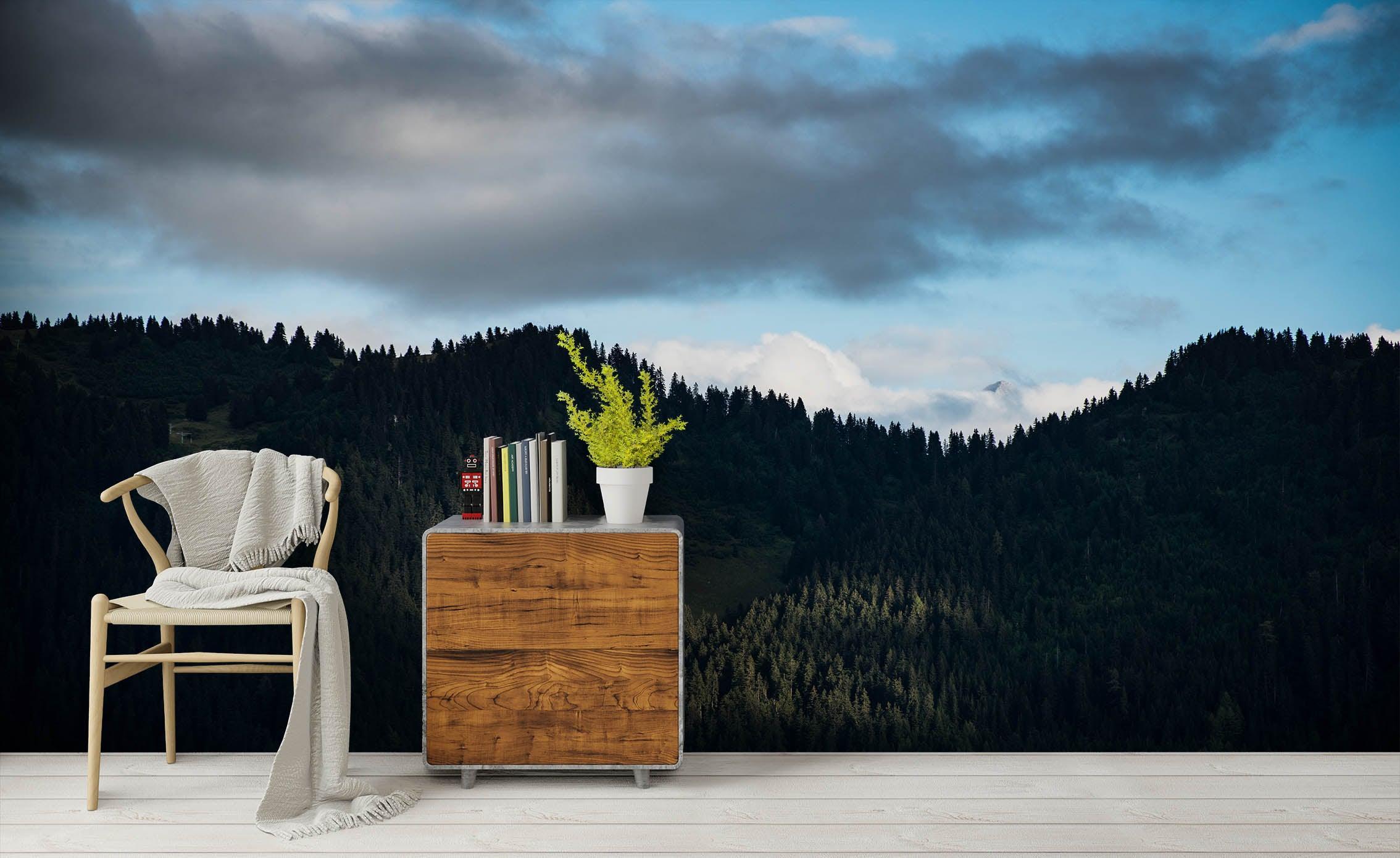 3D Blue Sky Mountain Forest Wall Mural Wallpaper 73- Jess Art Decoration