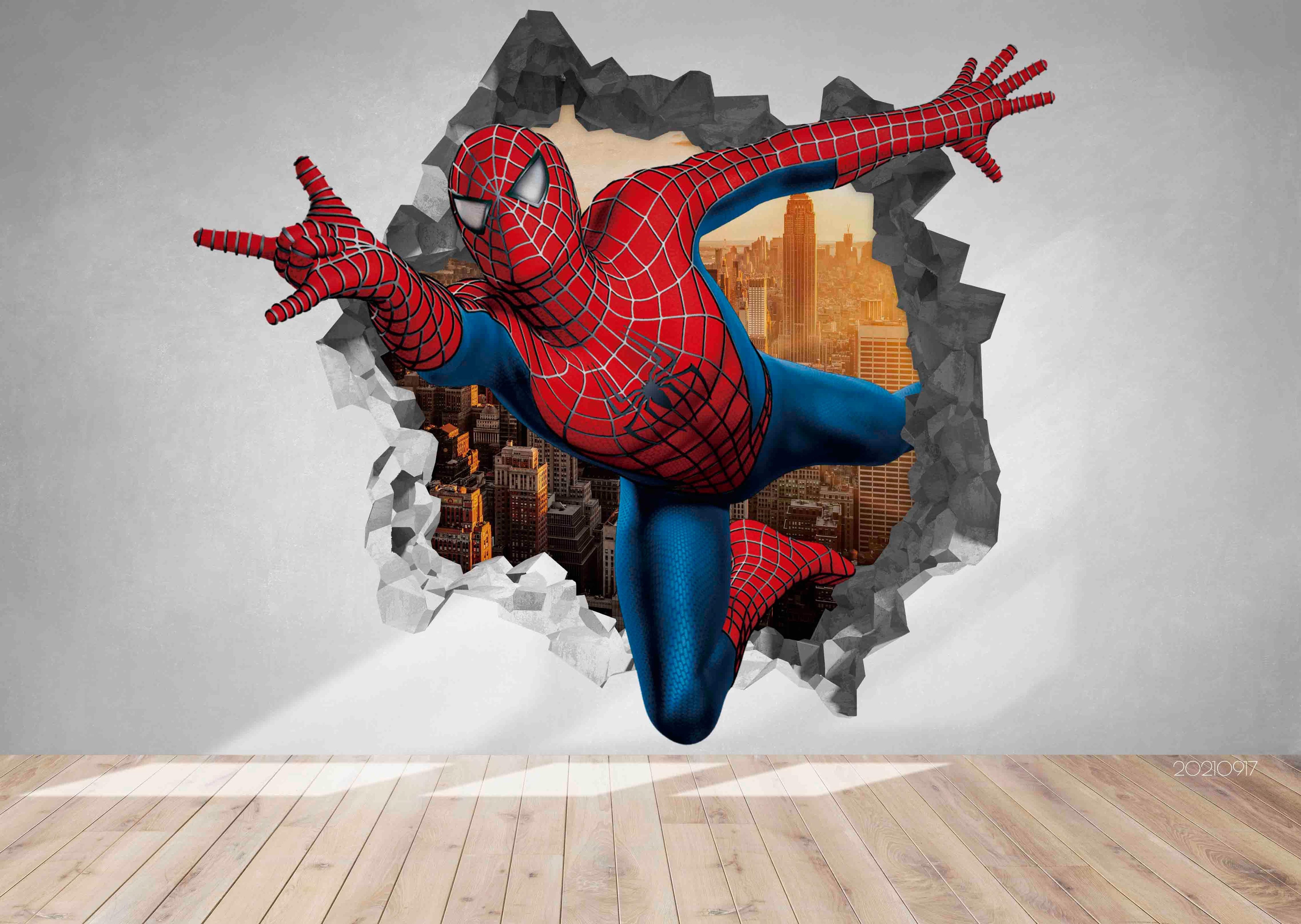 3D Broken Wall Superhero Wall Mural Wallpaper LQH 122- Jess Art Decoration